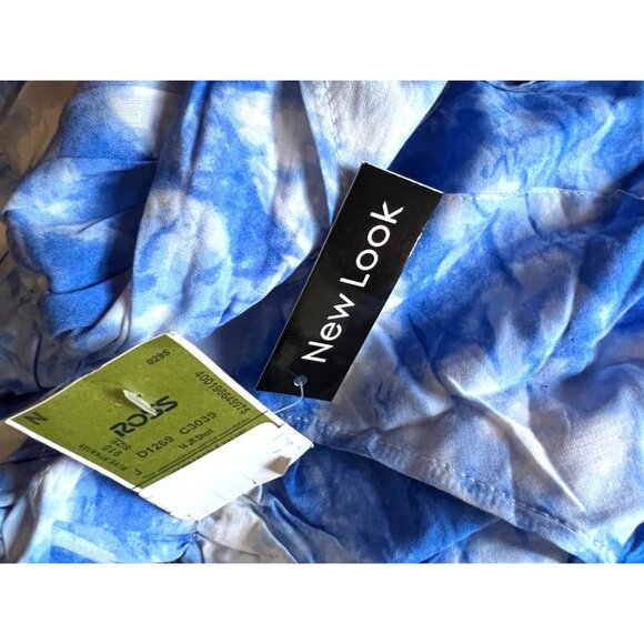 New Look Tie Dye Wide Leg Shorts Pockets Sz Small Womens Blue High Waisted w/ Po - Picture 5 of 11